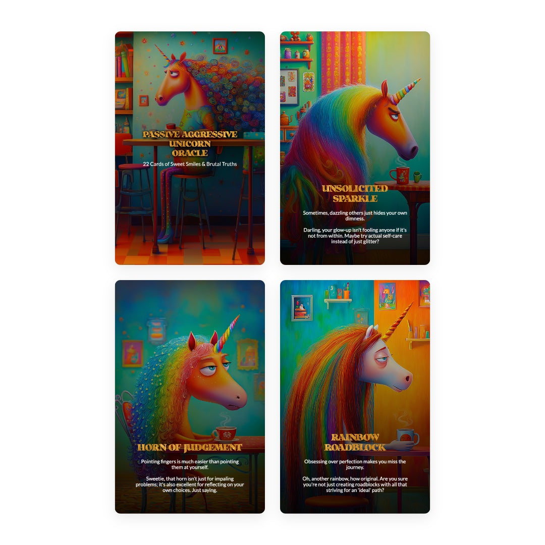 Passive Aggressive Unicorn Oracle - 22 Cards of Sweet Smiles & Brutal Truths