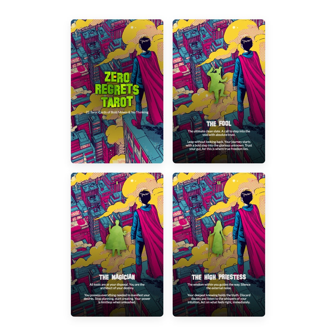 Zero Regrets Tarot - 22 Tarot Cards of Bold Moves & No Thinking