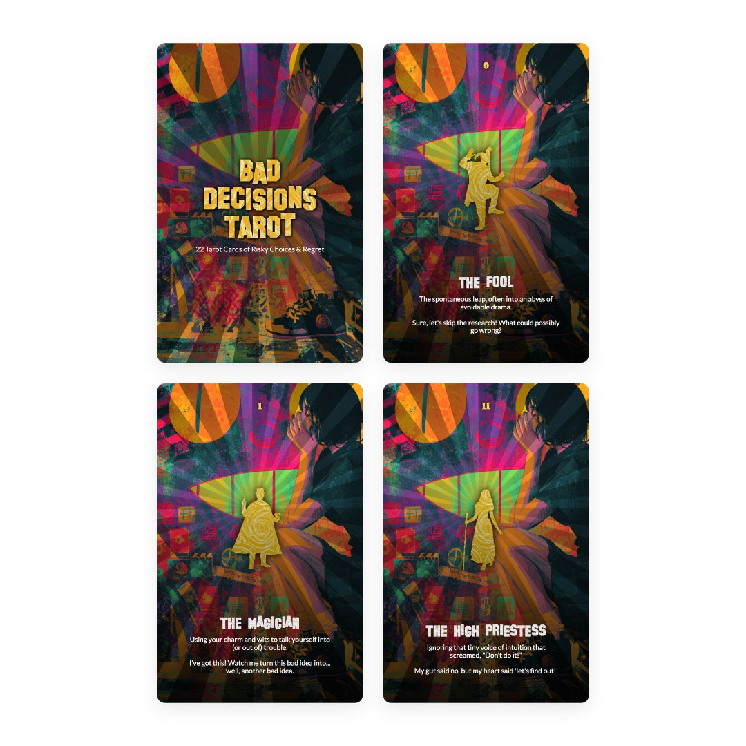 Bad Decisions Tarot - 22 Tarot Cards of Risky Choices & Regret