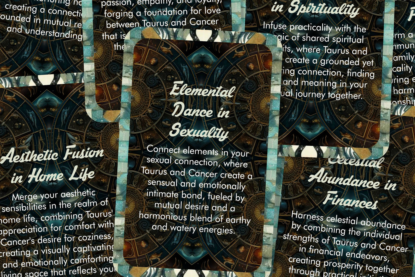 Taurus and Cancer - Zodiac Compatibility - Divination tools - Oracle cards - Star Sign Compatibility - Horoscope Compatibility Cards
