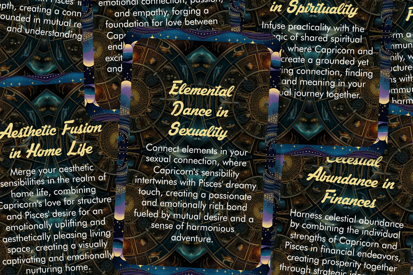 Capricorn and Pisces - Zodiac Compatibility - Divination tools - Oracle cards - Star Sign Compatibility - Horoscope Compatibility Cards