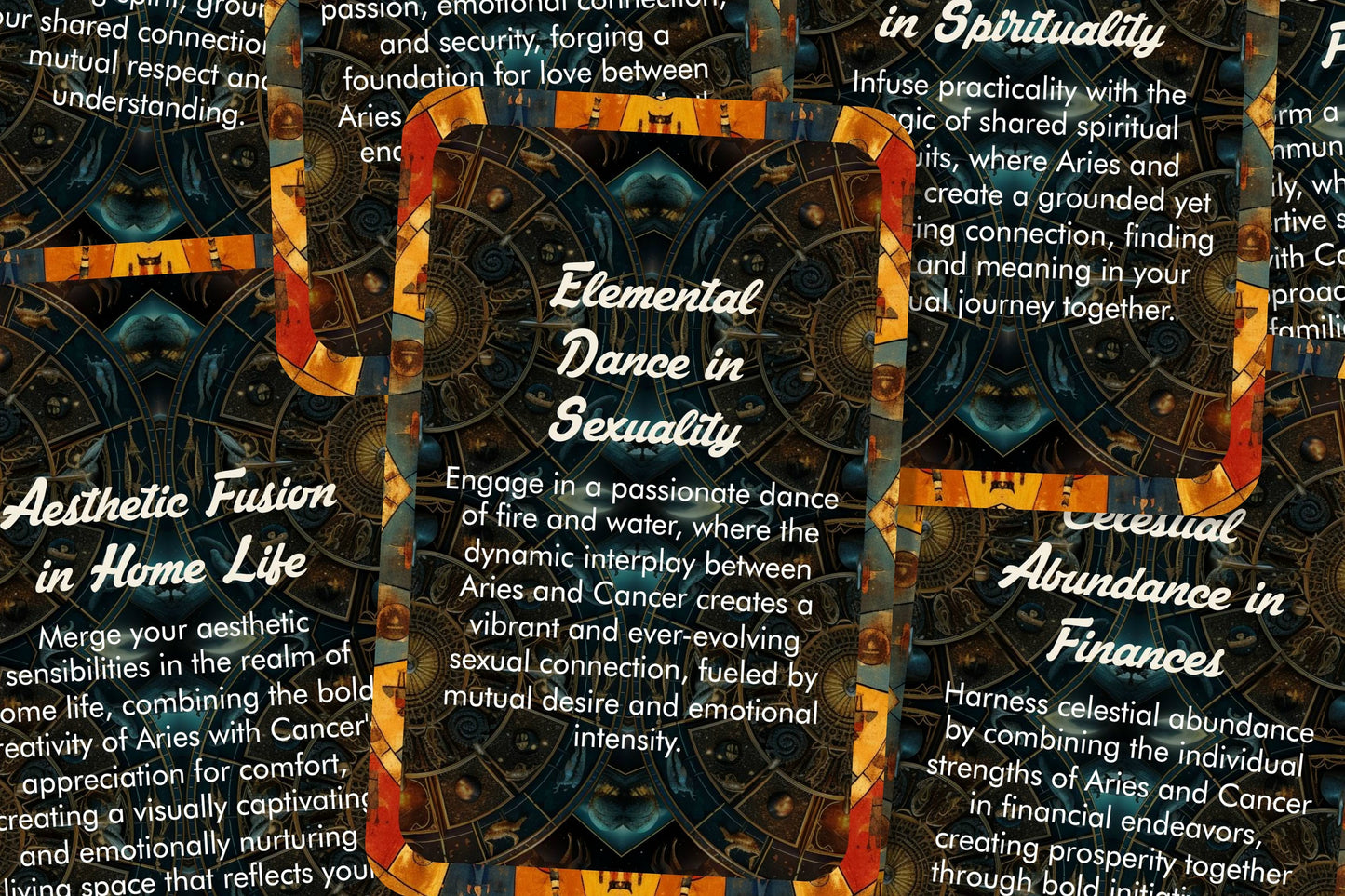 Aries and Cancer - Zodiac Compatibility - Divination tools - Oracle cards - Star Sign Compatibility - Horoscope Compatibility Cards