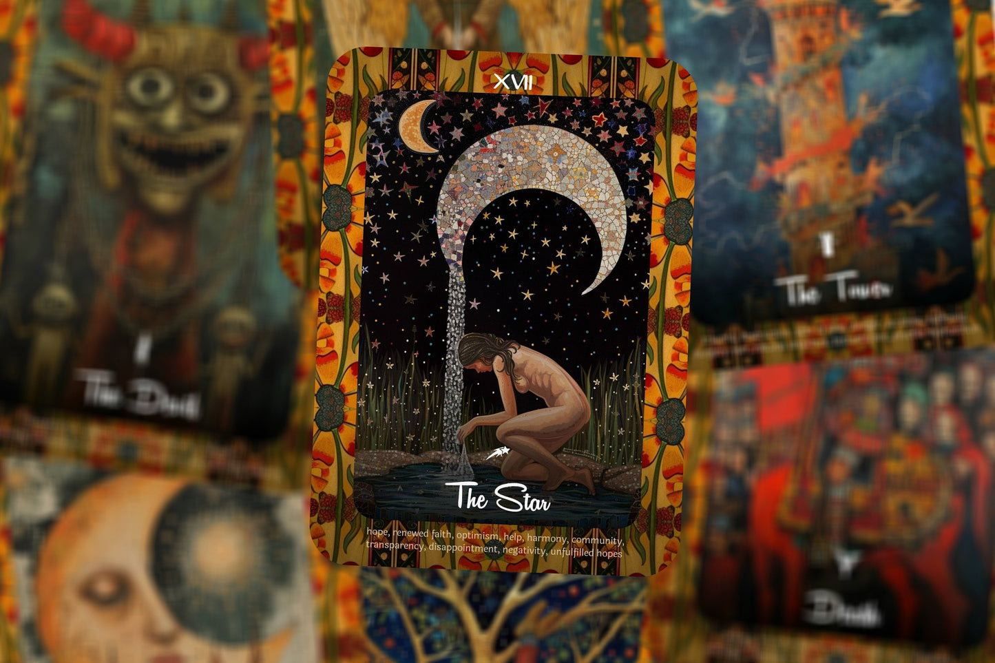 The Celestial Folklore Tarot - 78 cards - Inspired by Ukrainian folk art