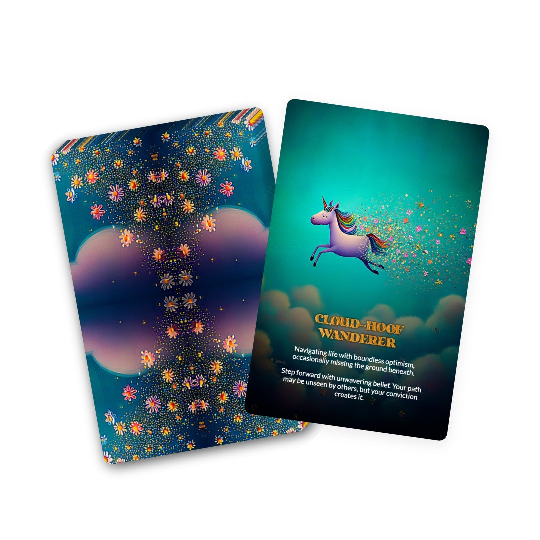 Delusional but Trying Unicorns Oracle - 22 Cards of Hope, Denial & Manifesting Anyway