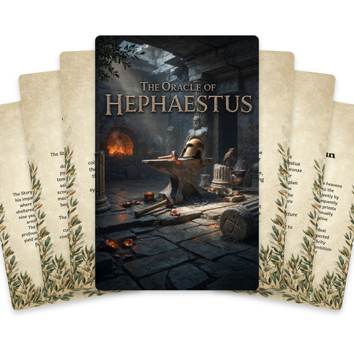 The Oracle of Hephaestus – Greek God of Fire and Craft Oracle Cards, 22-Card Mythology Deck — arrangement 1
