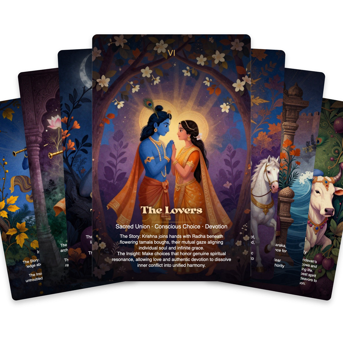 Krishna The Dance of Divine Love Tarot — arrangement 3