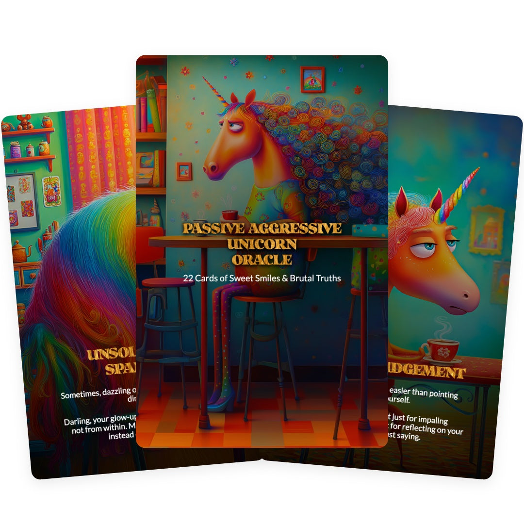 Passive Aggressive Unicorn Oracle - 22 Cards of Sweet Smiles & Brutal Truths