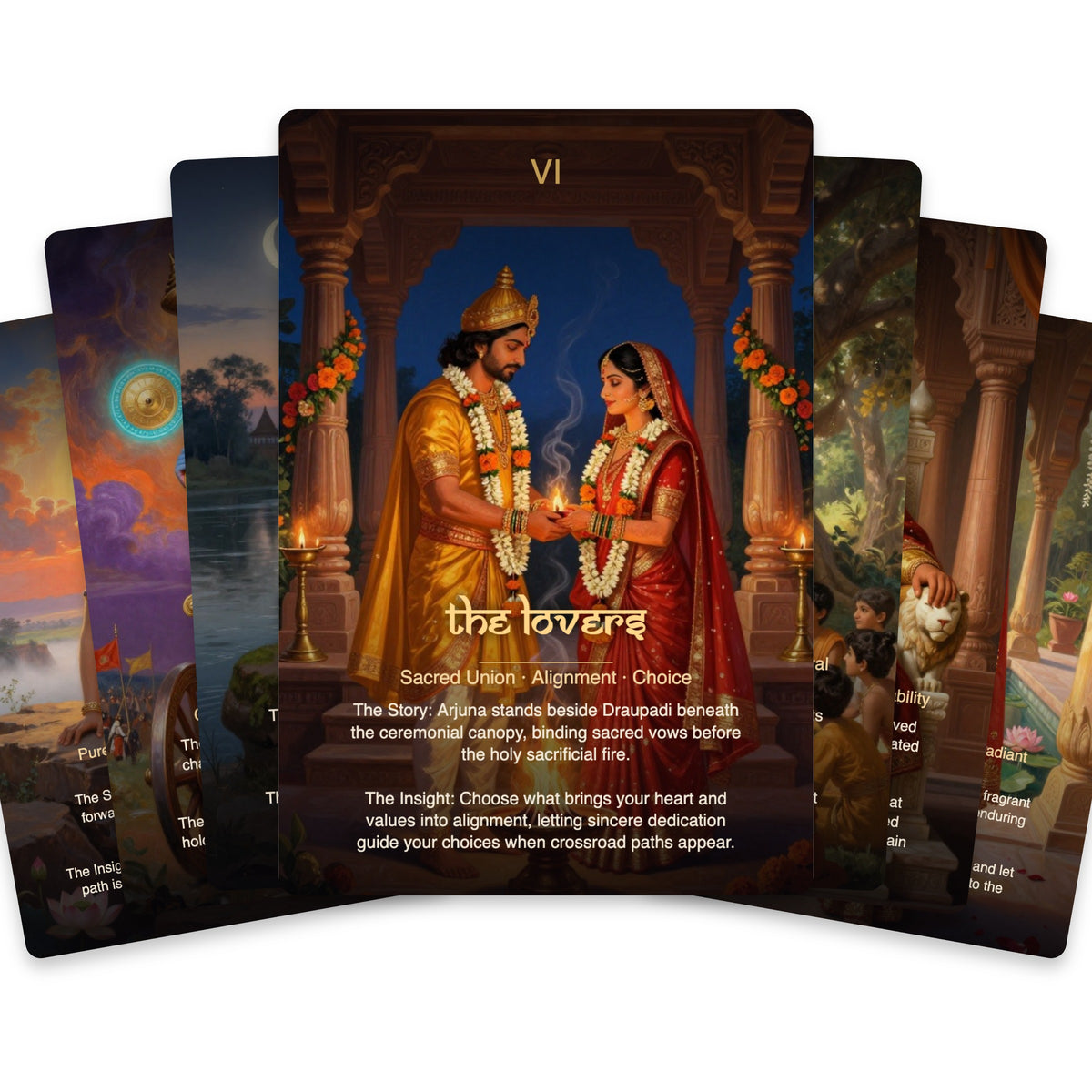 Mahabharata Tarot: Tarot of Dharma & Destiny — arrangement 3