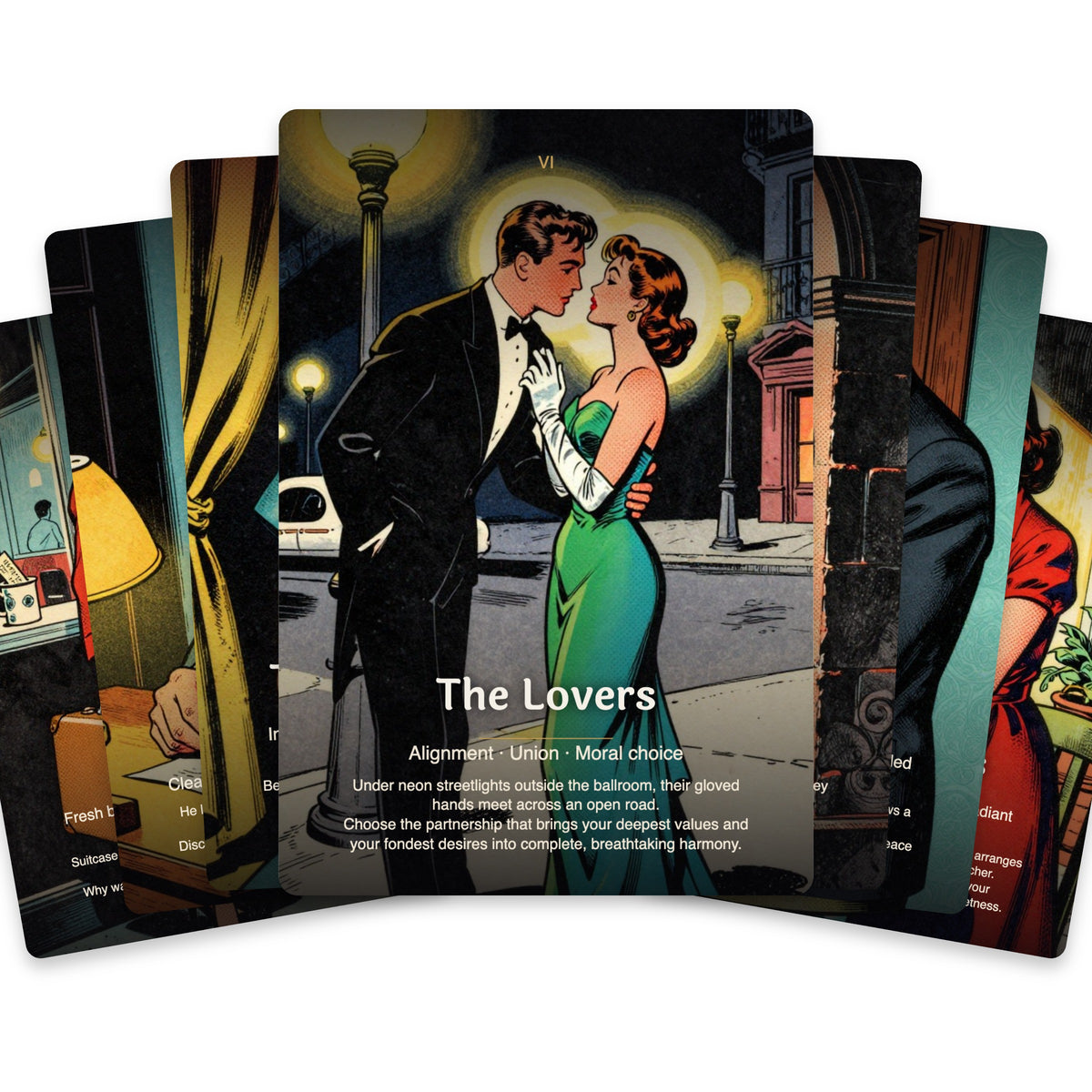 RETRO LOVE & DRAMA TAROT — arrangement 2