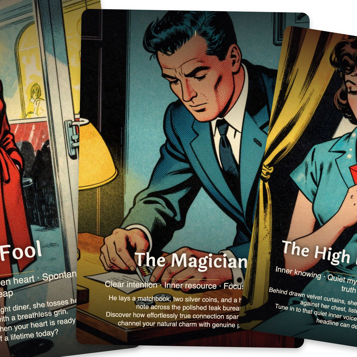 RETRO LOVE & DRAMA TAROT — arrangement 4