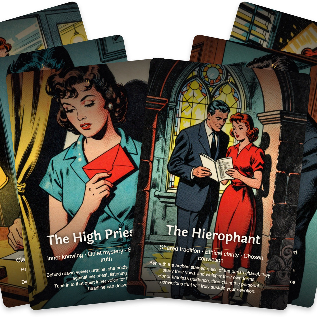 RETRO LOVE & DRAMA TAROT — arrangement 6