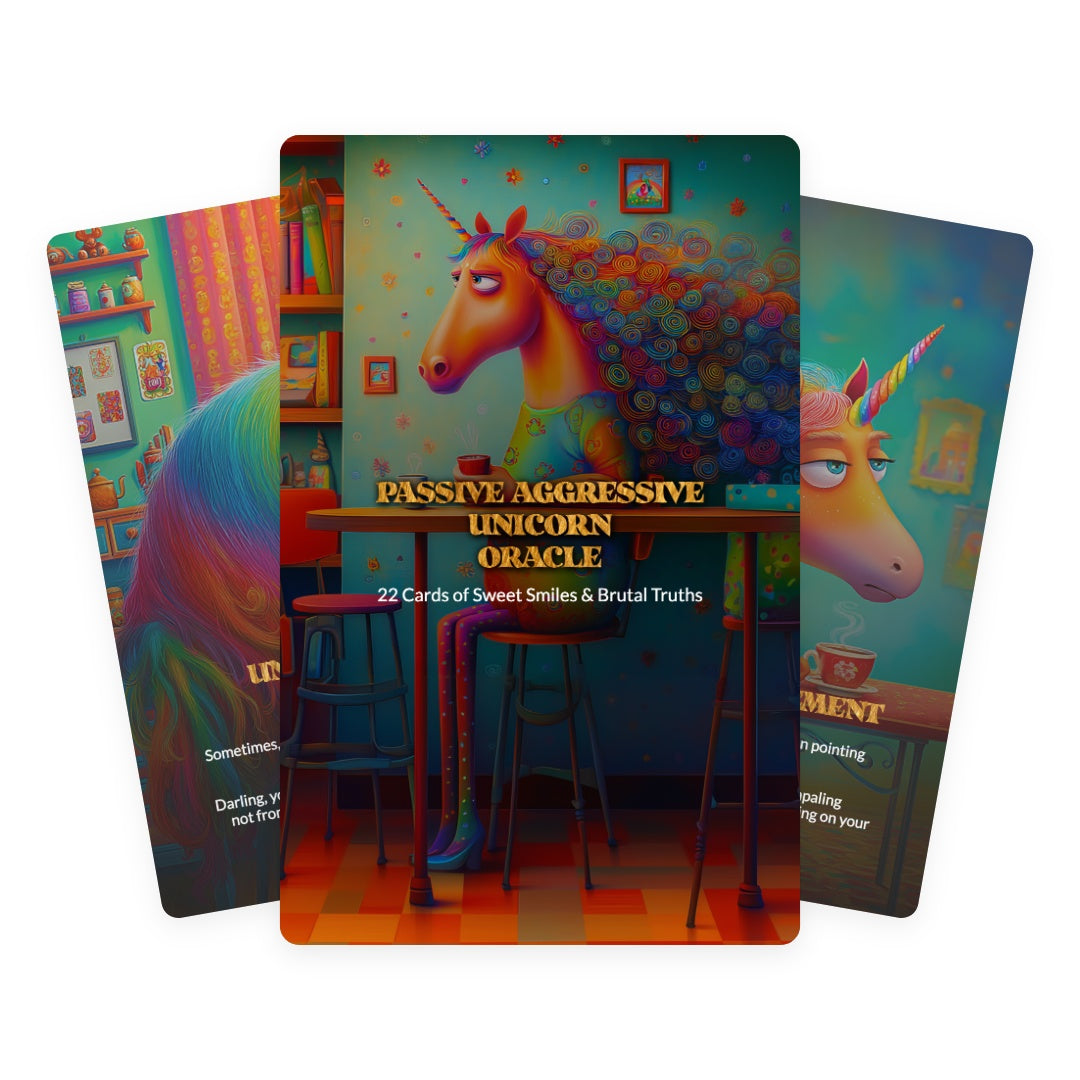 Passive Aggressive Unicorn Oracle - 22 Cards of Sweet Smiles & Brutal Truths