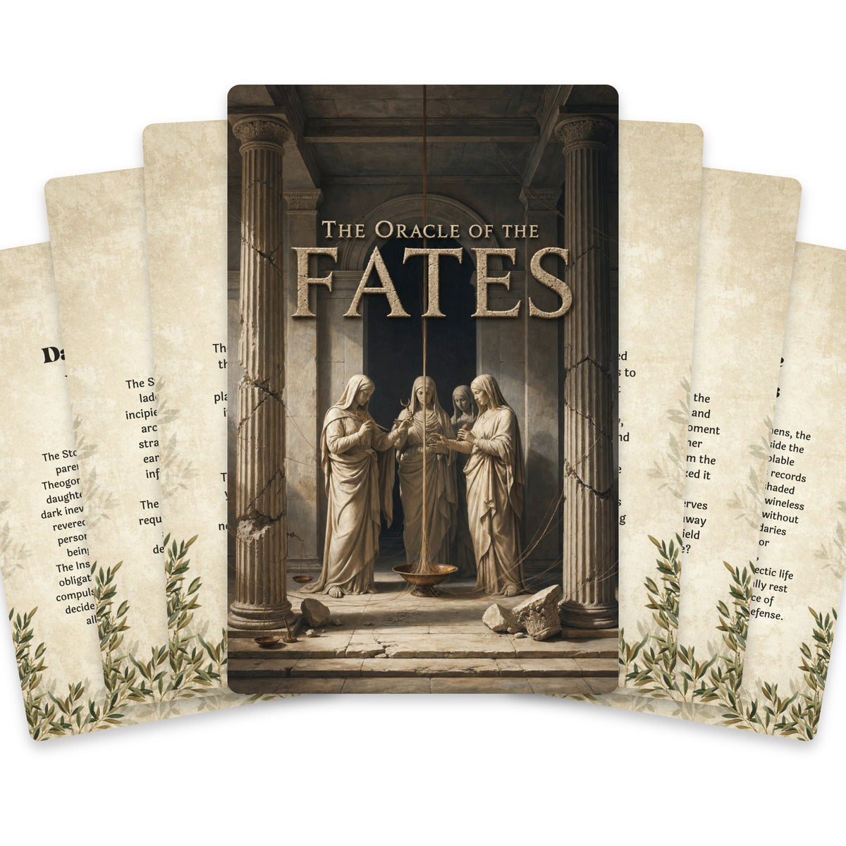 The Oracle of the Fates – Greek Goddesses of Destiny Oracle Cards, 22-Card Mythology Deck — arrangement 1