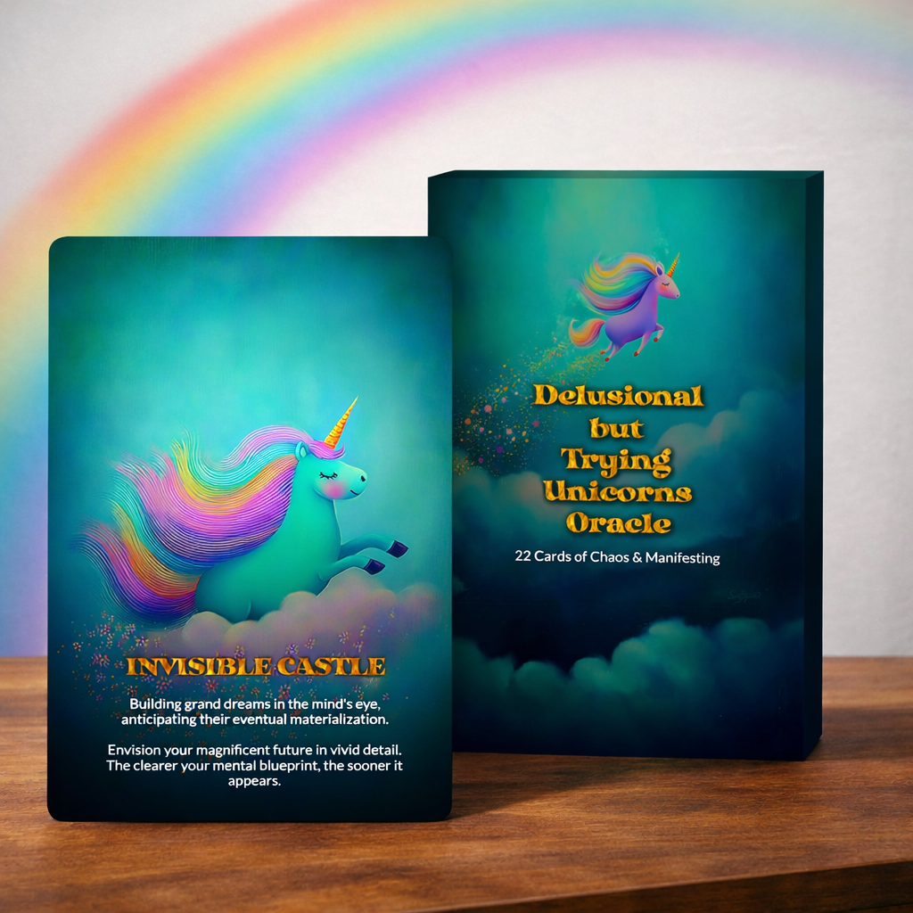 Delusional but Trying Unicorns Oracle - 22 Cards of Hope, Denial & Manifesting Anyway