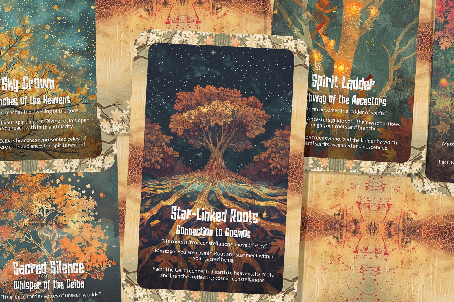 The Oracle of the Sacred Ceiba Tree – A World Tree Oracle Deck – 22 Oracle Cards – Axis of Earth, Sky & Underworld