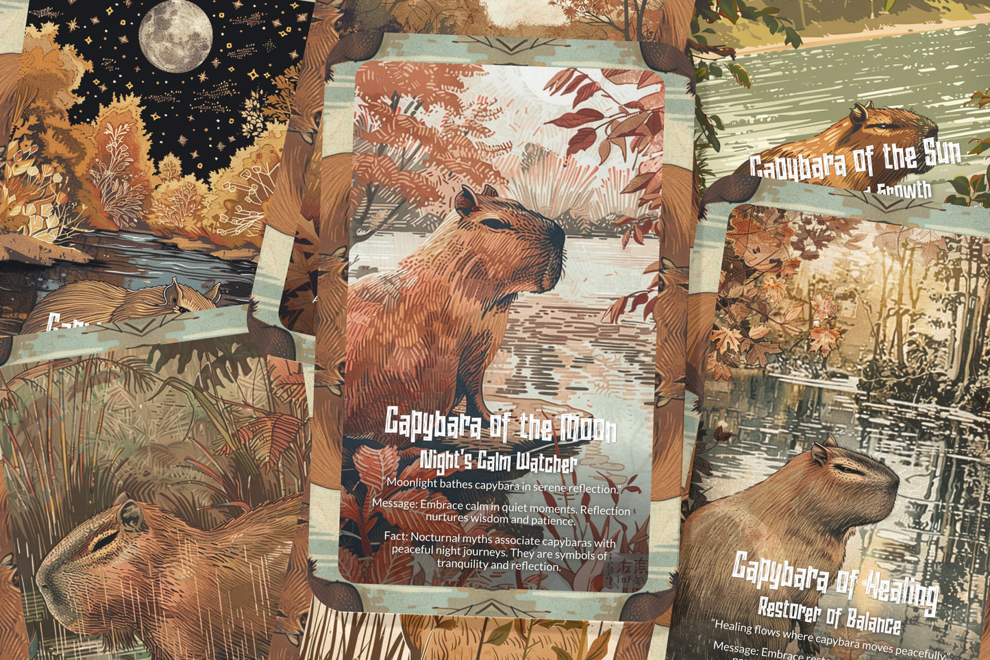 The Oracle of the Capybara – A Gentle Water Oracle Deck – 22 Oracle Cards – Harmony of River & Land