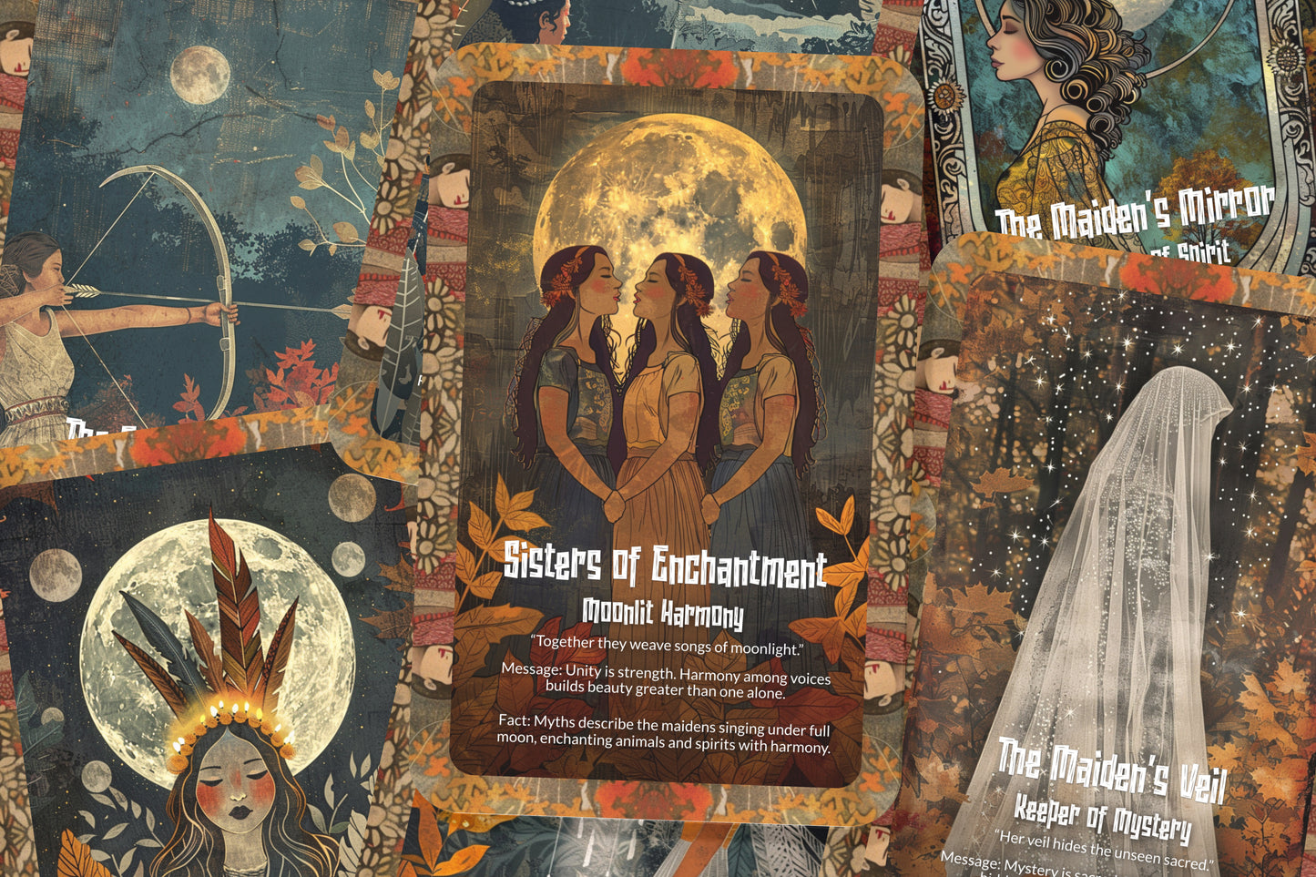 The Oracle of the Moon Maidens – A Lunar Spirit Oracle Deck – 22 Oracle Cards – Daughters of Night & Mystery