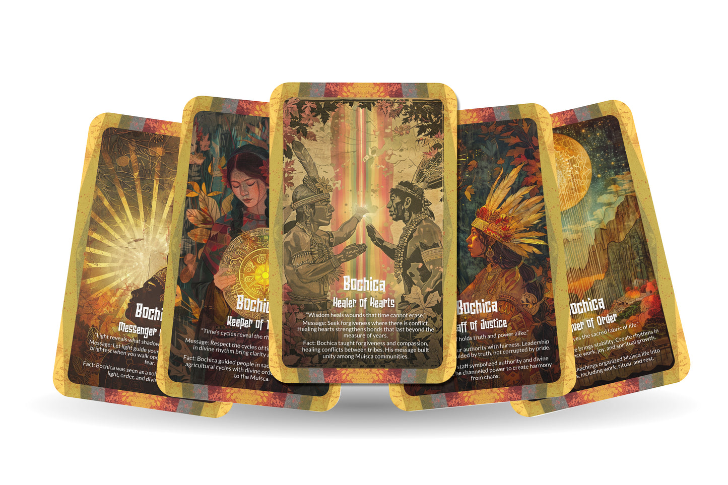 The Oracle of Bochica – A Teacher God Oracle Deck – 22 Oracle Cards – Bringer of Light & Law