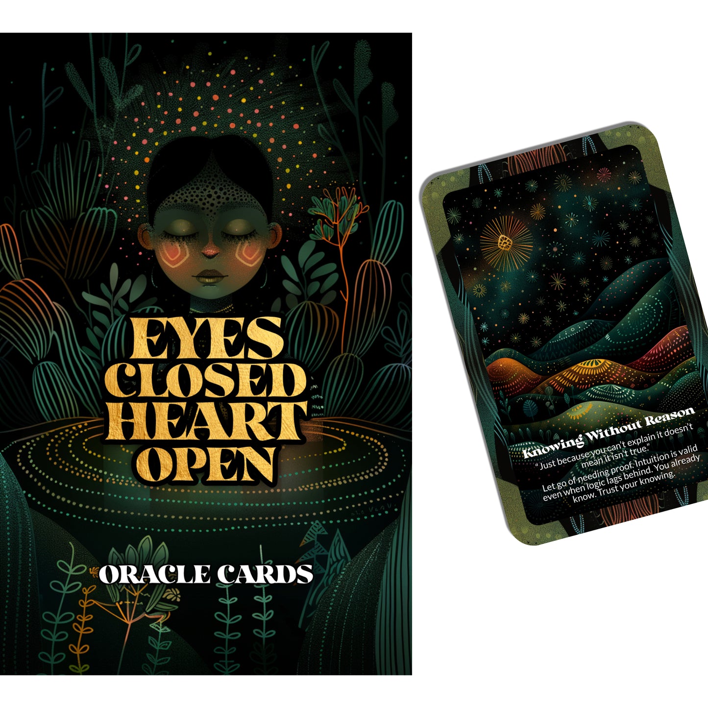 Eyes Closed, Heart Open – An Intuitive Awakening Oracle Deck – 22 Oracle Cards – Trust the Inner Vision