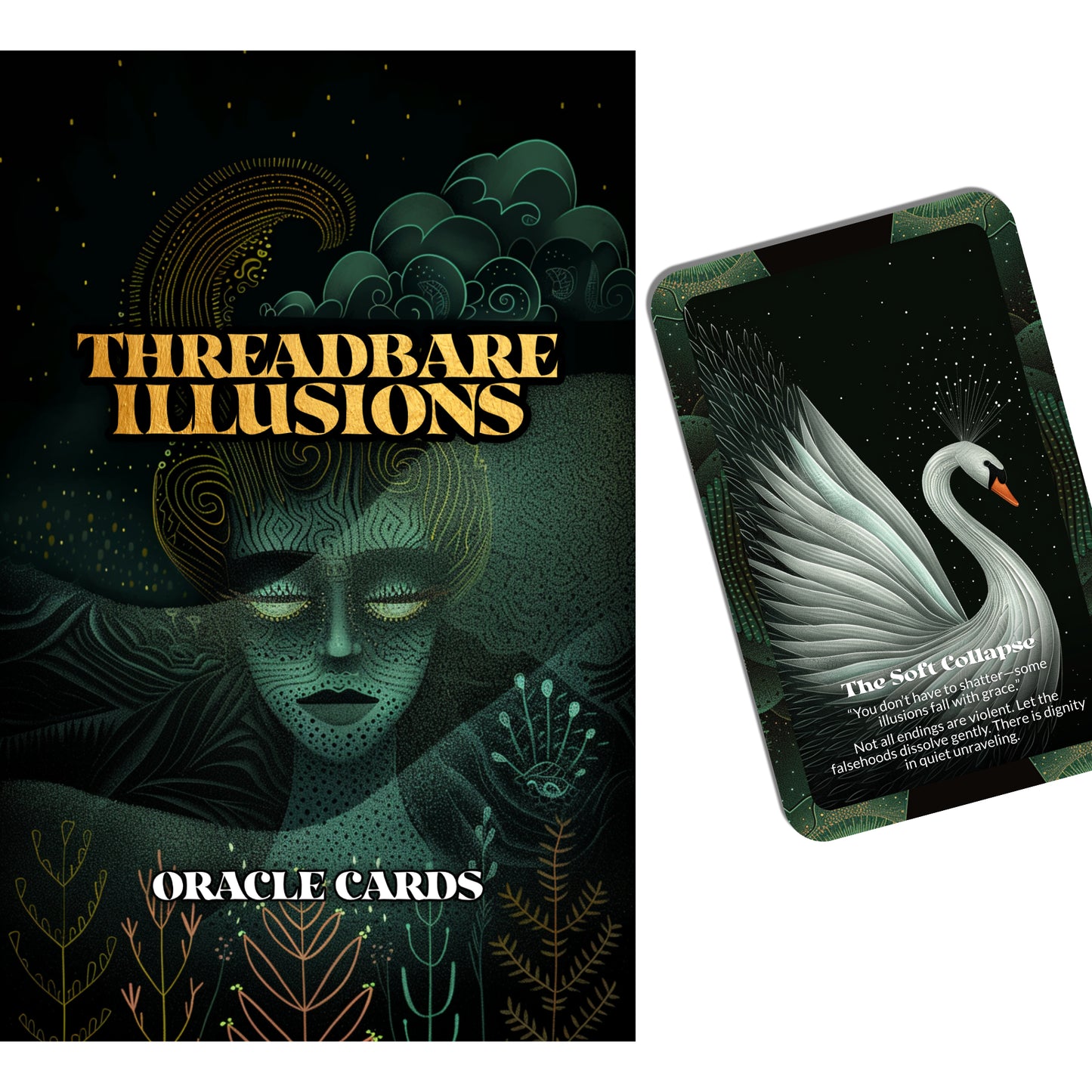 Threadbare Illusions – A Revealing Oracle Deck – 22 Oracle Cards – Unravel What No Longer Shields You