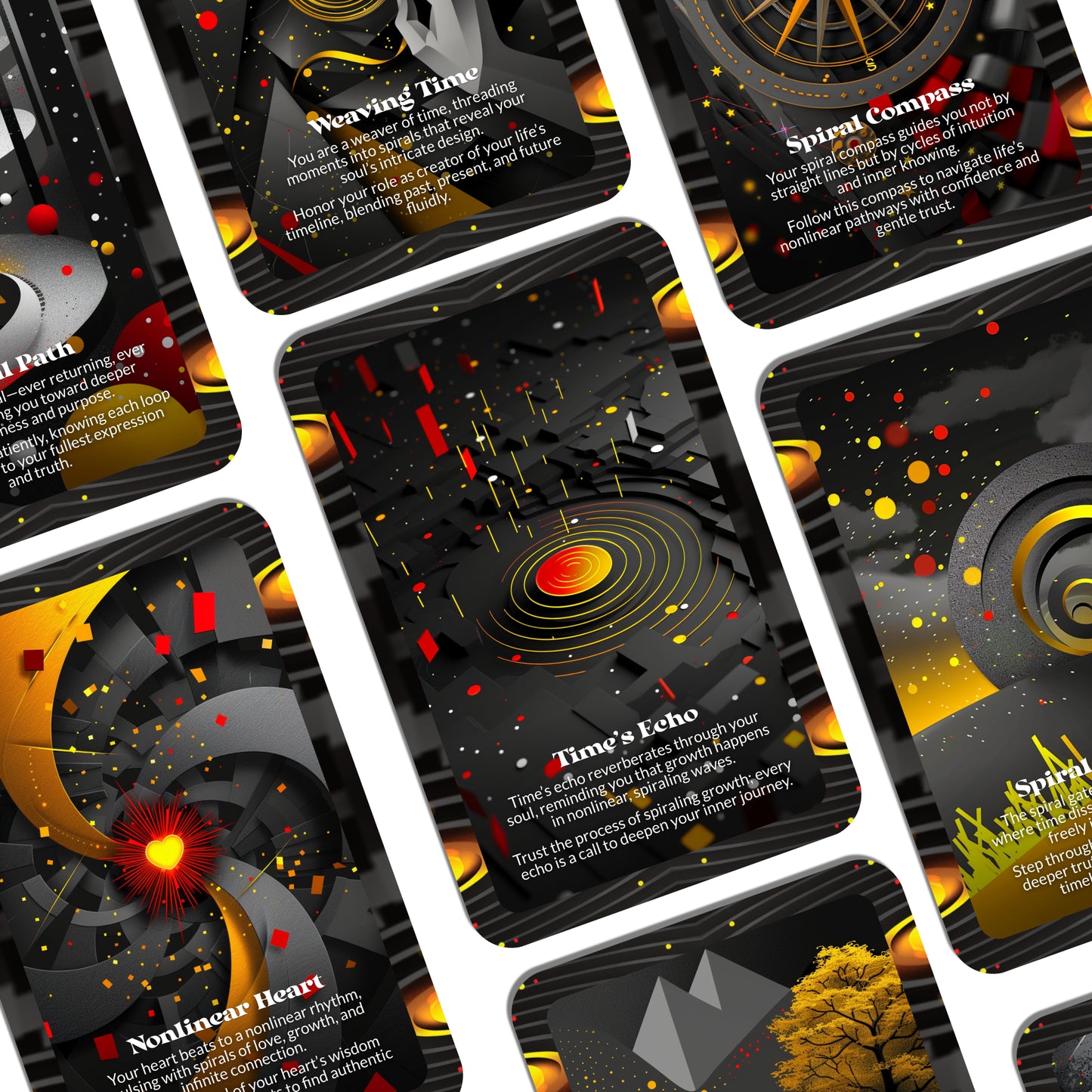 Time Is a Spiral – A Nonlinear Wisdom Oracle Deck – 22 Oracle Cards – The Clock is Only a Suggestion