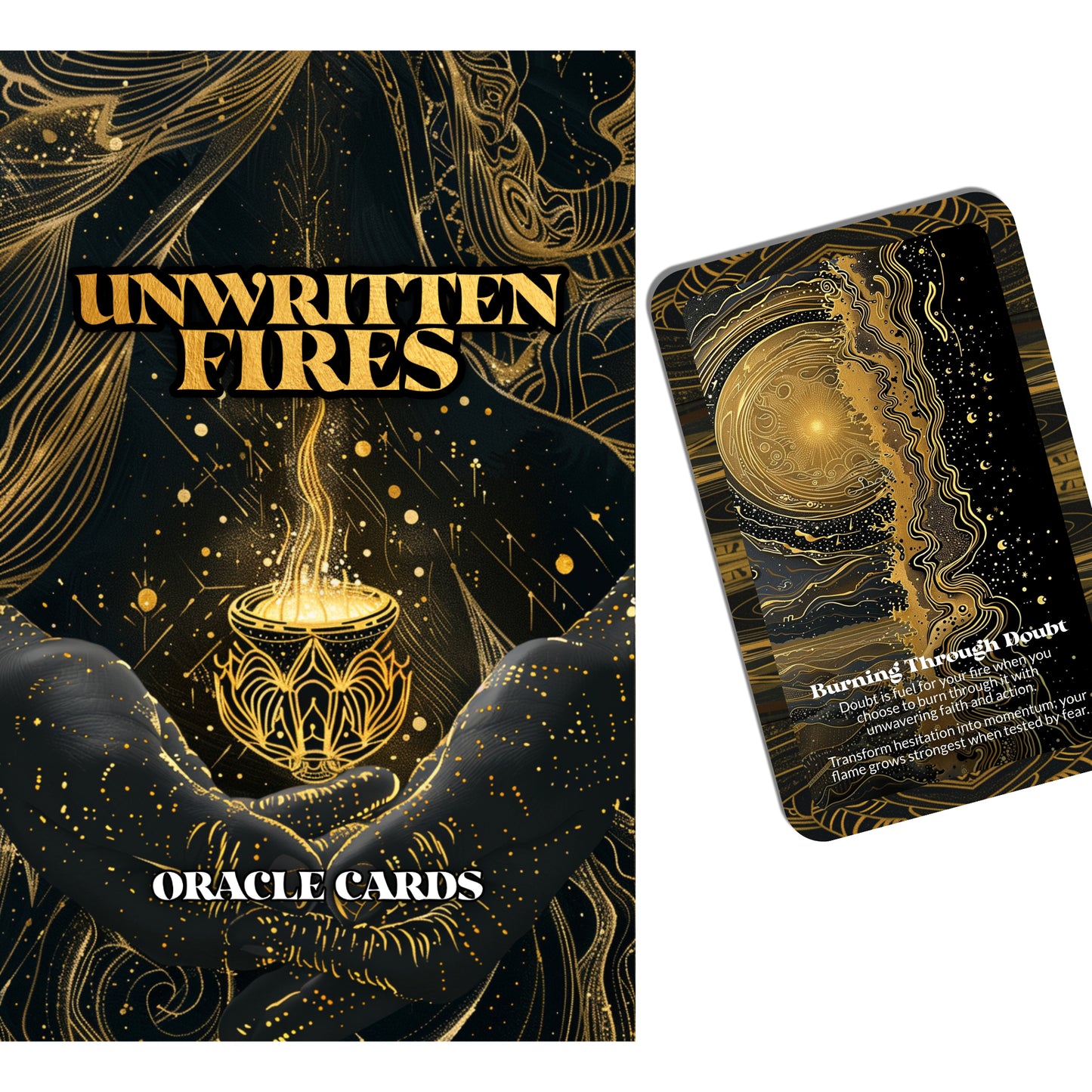 Unwritten Fires – A Vision Ignition Oracle Deck – 22 Oracle Cards – Burn Bright Before the Words Arrive