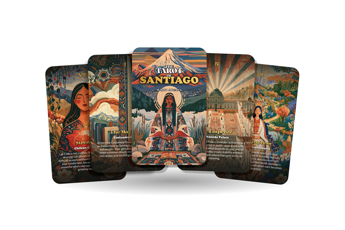 The Tarot of Santiago – An Andean Chilean Tarot Deck – 22 Tarot Cards – Mountain Energy and Chilean Heritage