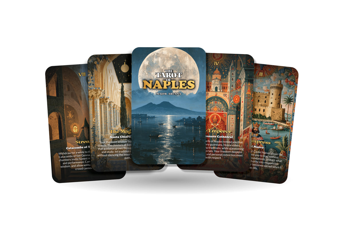 The Tarot of Naples – A Mediterranean Mysteries Tarot Deck – 22 Tarot Cards – Vesuvius, Ancient Ruins, and Italian Soul