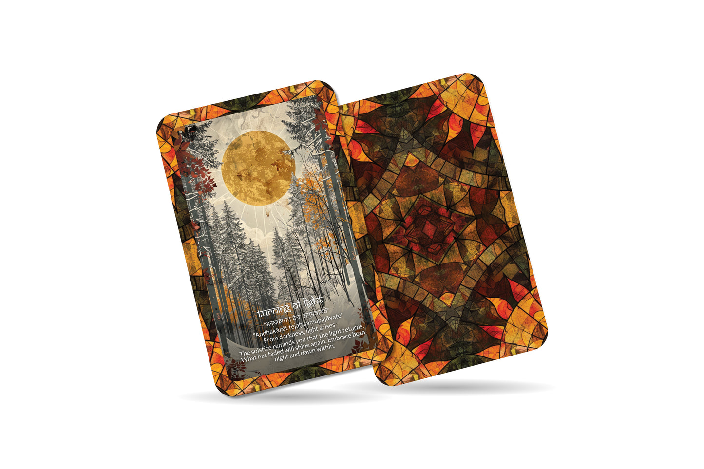 Solstice Mantra – A Seasonal Shift Oracle Deck – 22 Oracle Cards – Turning Point of Light and Shadow