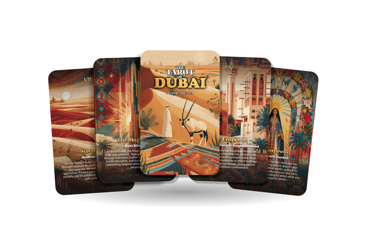 The Tarot of Dubai – A Desert Vision Tarot Deck – 22 Tarot Cards – From Ancient Sands to Modern Wonder