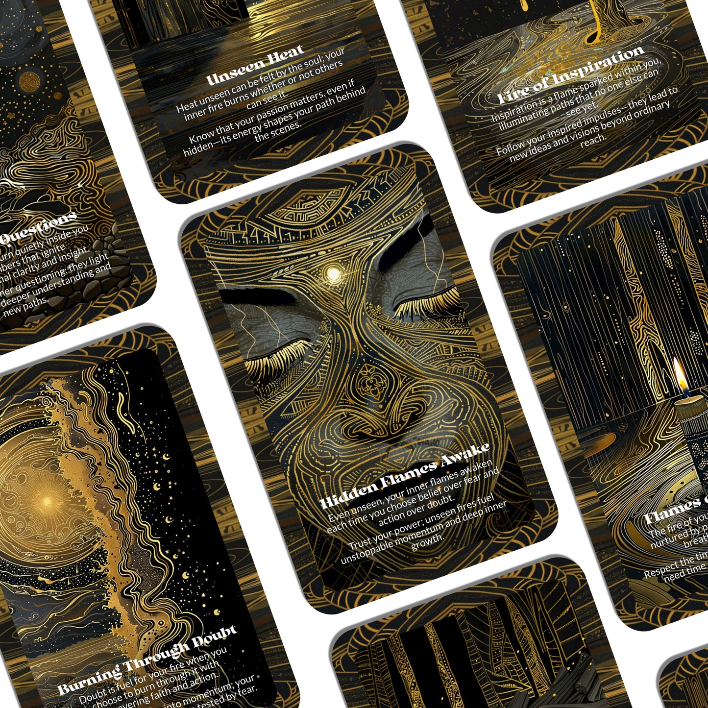 Unwritten Fires – A Vision Ignition Oracle Deck – 22 Oracle Cards – Burn Bright Before the Words Arrive