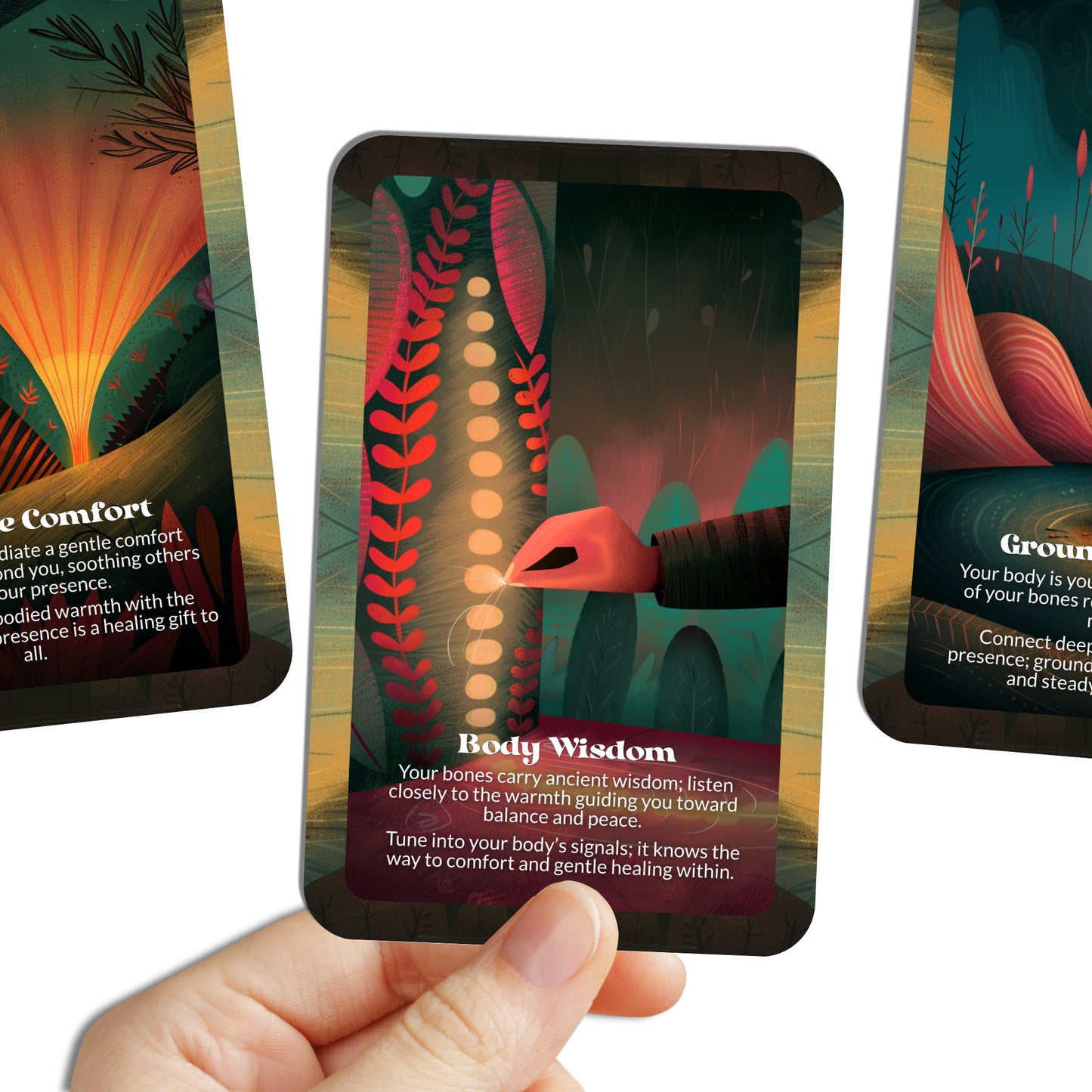 Warm Bones – An Embodied Comfort Oracle Deck – 22 Oracle Cards – Safety that Lives in Your Skin