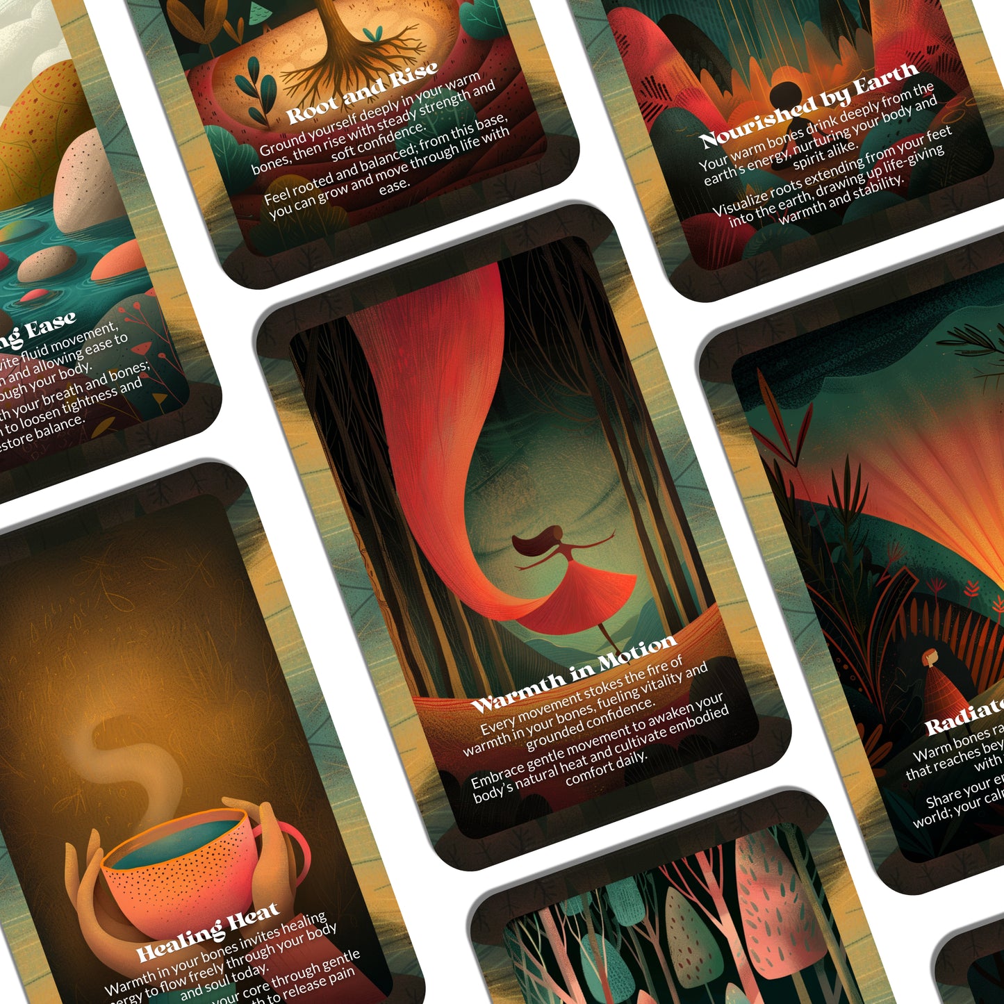 Warm Bones – An Embodied Comfort Oracle Deck – 22 Oracle Cards – Safety that Lives in Your Skin