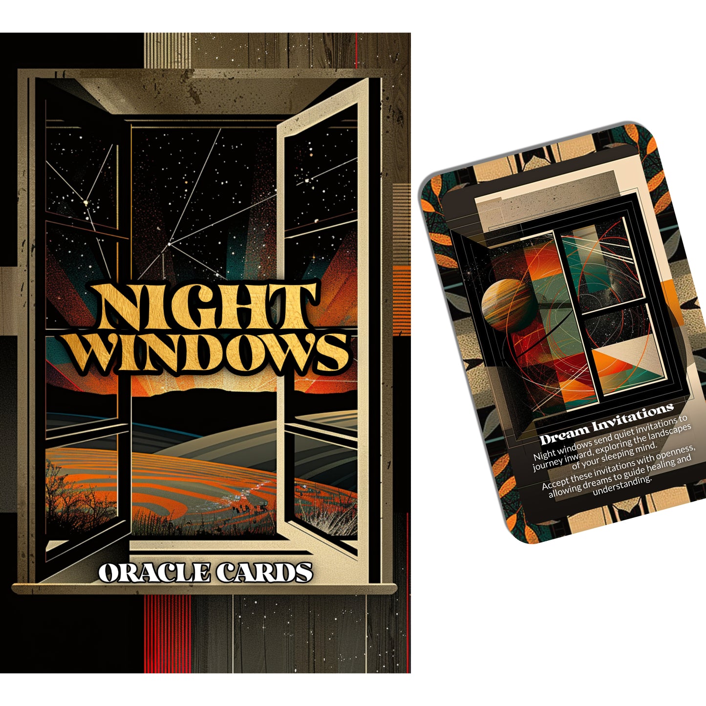 Night Windows – A Nocturnal Insight Oracle Deck – 22 Oracle Cards – Glimpse Truth Through Midnight Glass