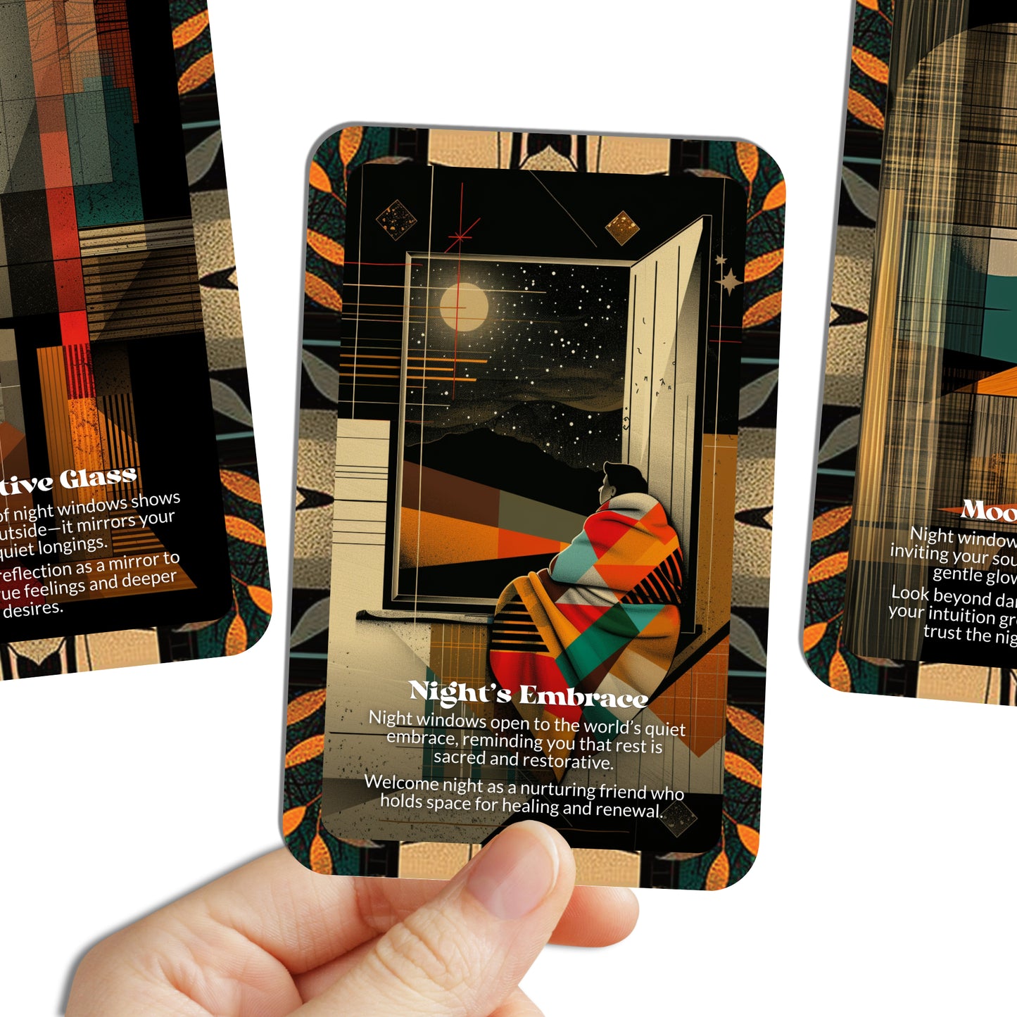 Night Windows – A Nocturnal Insight Oracle Deck – 22 Oracle Cards – Glimpse Truth Through Midnight Glass