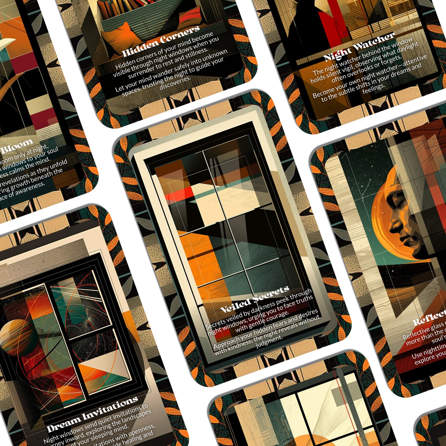 Night Windows – A Nocturnal Insight Oracle Deck – 22 Oracle Cards – Glimpse Truth Through Midnight Glass