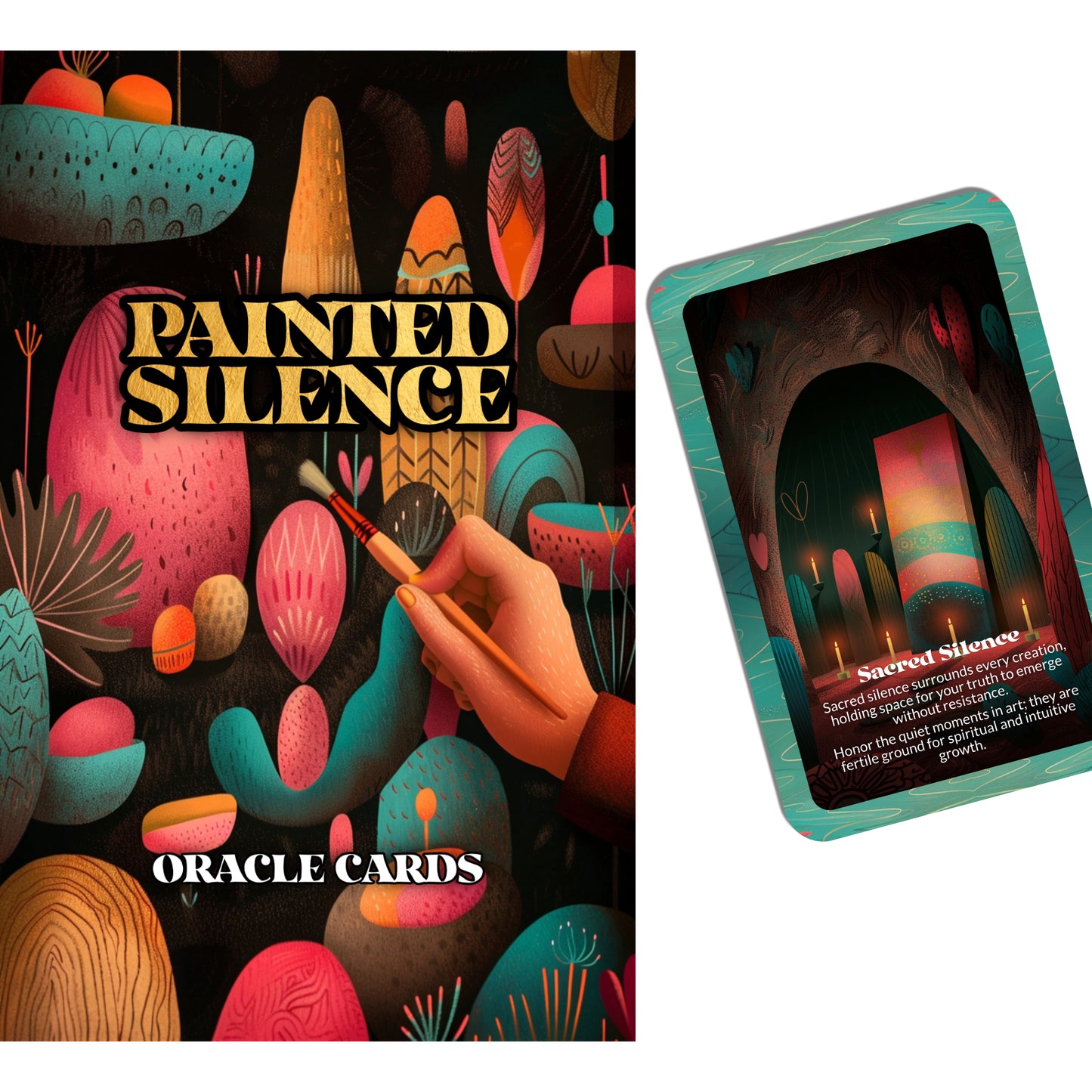 Painted Silence – A Visual Intuition Oracle Deck – 22 Oracle Cards – Quiet Messages in Bold Strokes