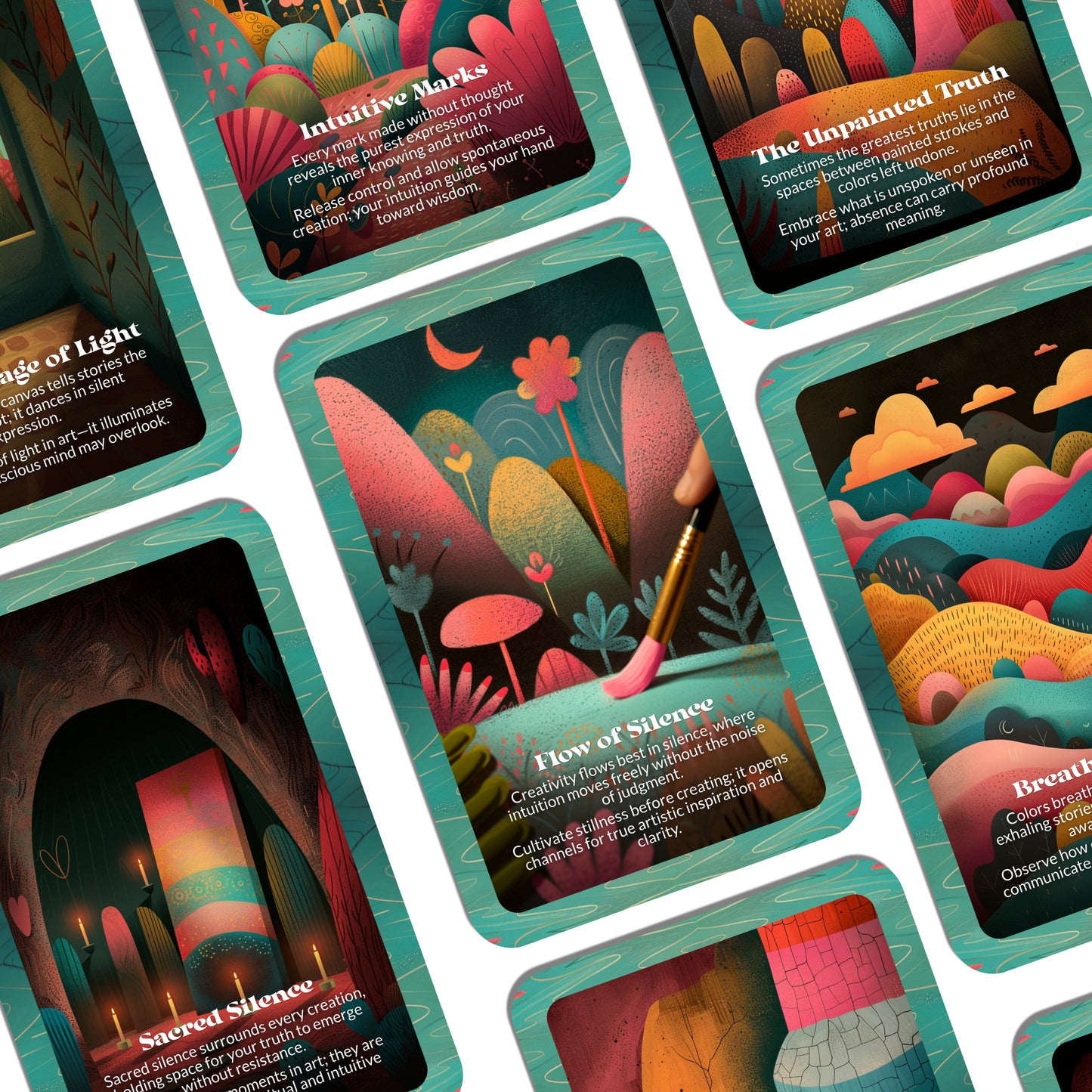 Painted Silence – A Visual Intuition Oracle Deck – 22 Oracle Cards – Quiet Messages in Bold Strokes
