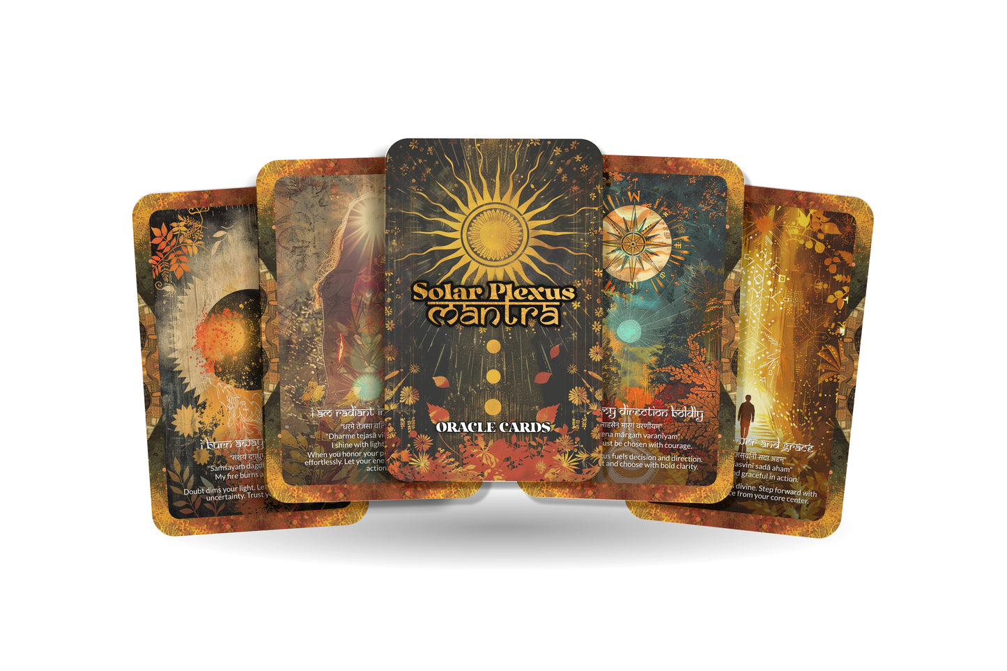 Solar Plexus Mantra – A Power Center Oracle Deck – 22 Oracle Cards – Radiate Confidence and Will