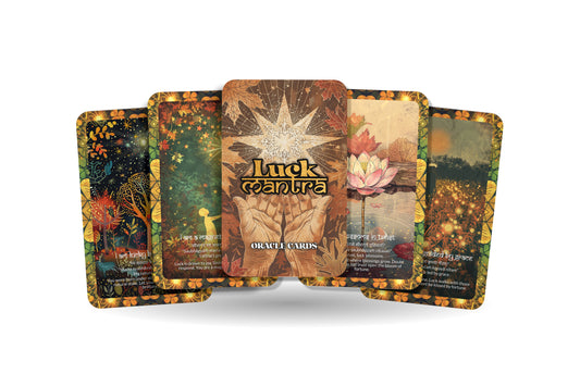 Luck Mantra – A Fortune Alignment Oracle Deck – 22 Oracle Cards – Synchronicities and Abundance