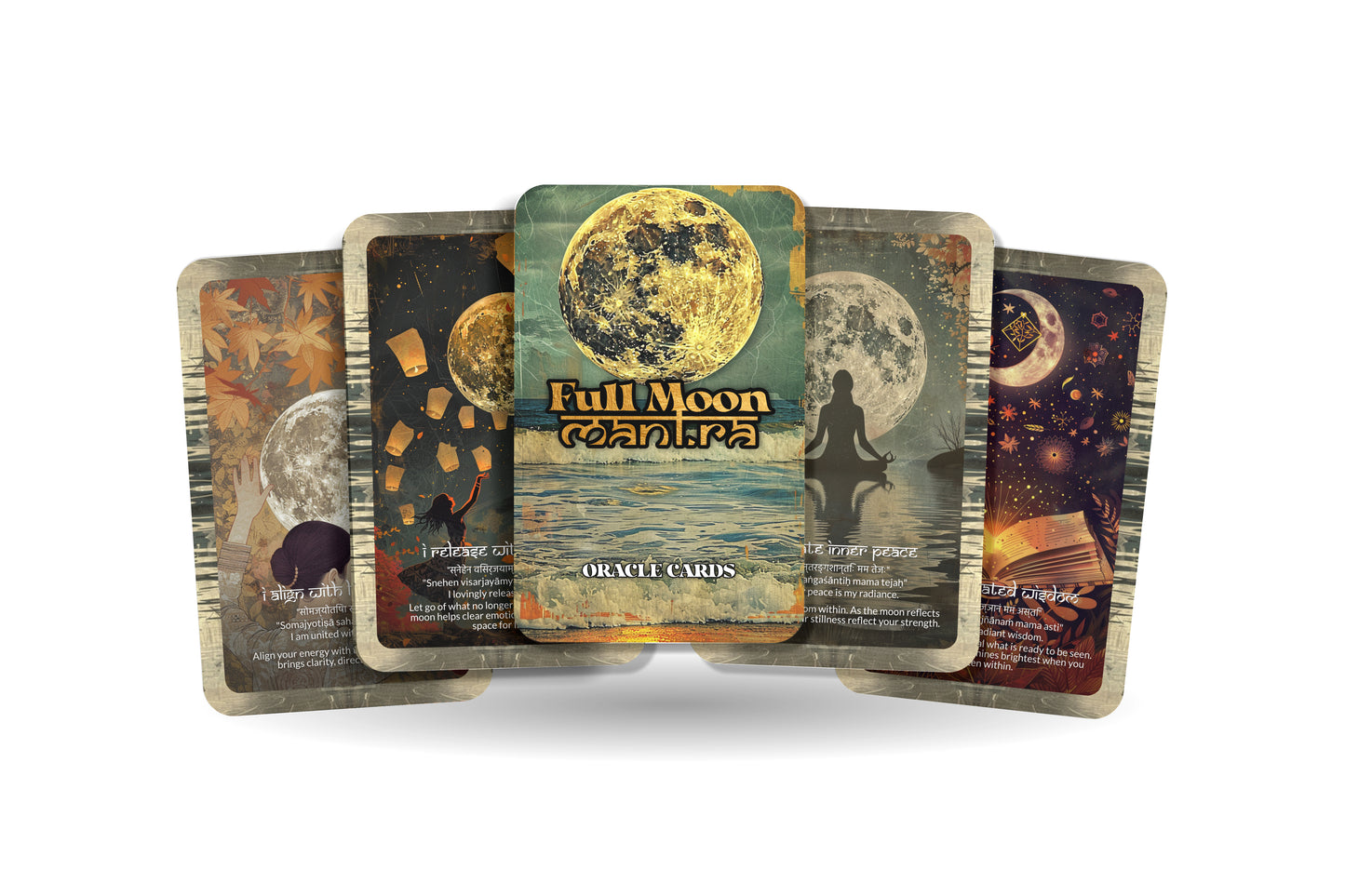 Full Moon Mantra – A Lunar Oracle Deck – 22 Oracle Cards – Illumination, Completion, and Release