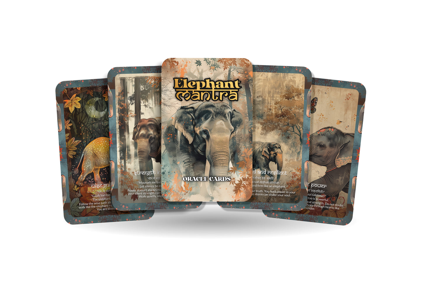 Elephant Mantra – A Wisdom Guardian Oracle Deck – 22 Oracle Cards – Strength, Memory, and Majesty
