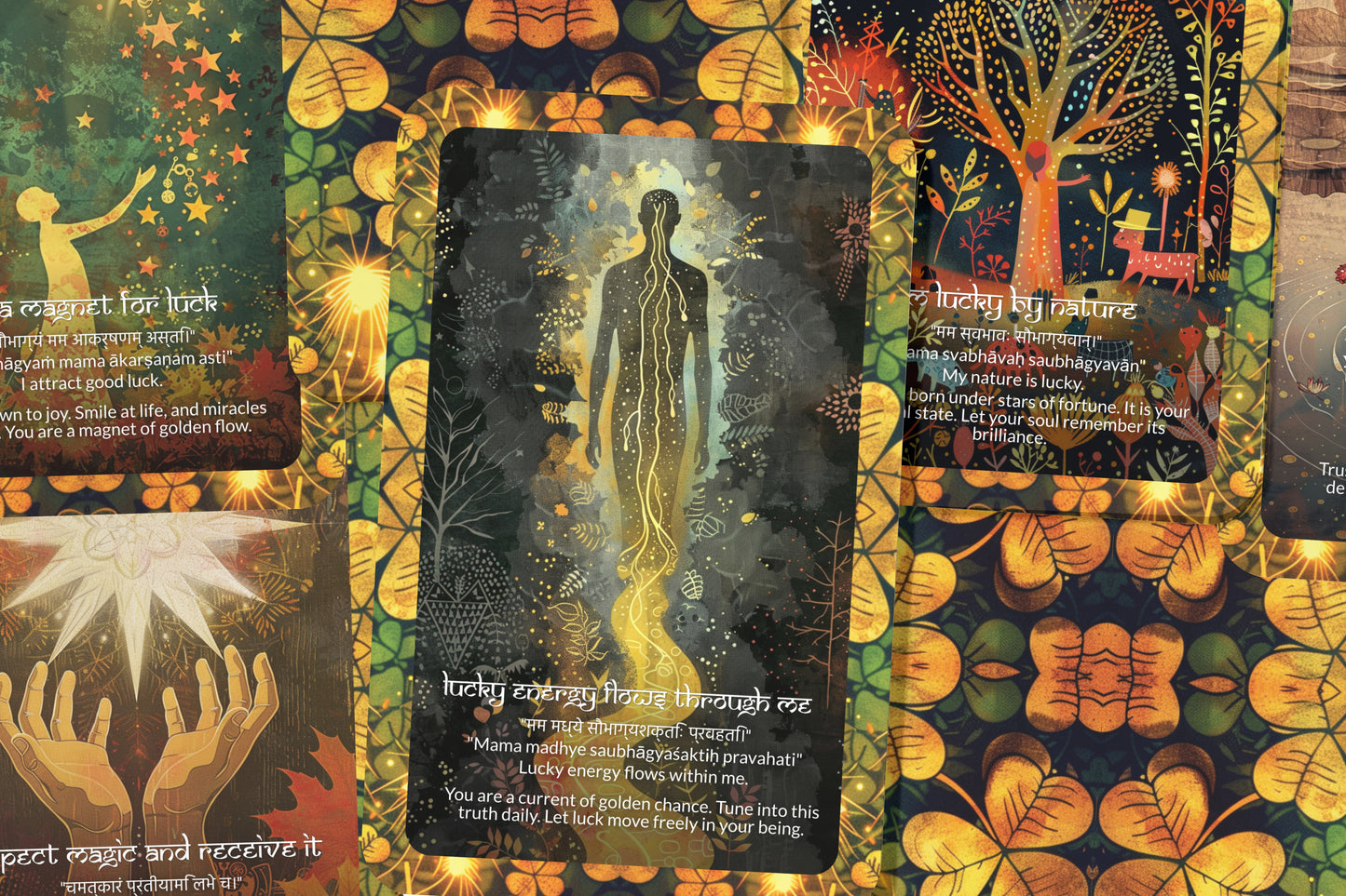 Luck Mantra – A Fortune Alignment Oracle Deck – 22 Oracle Cards – Synchronicities and Abundance