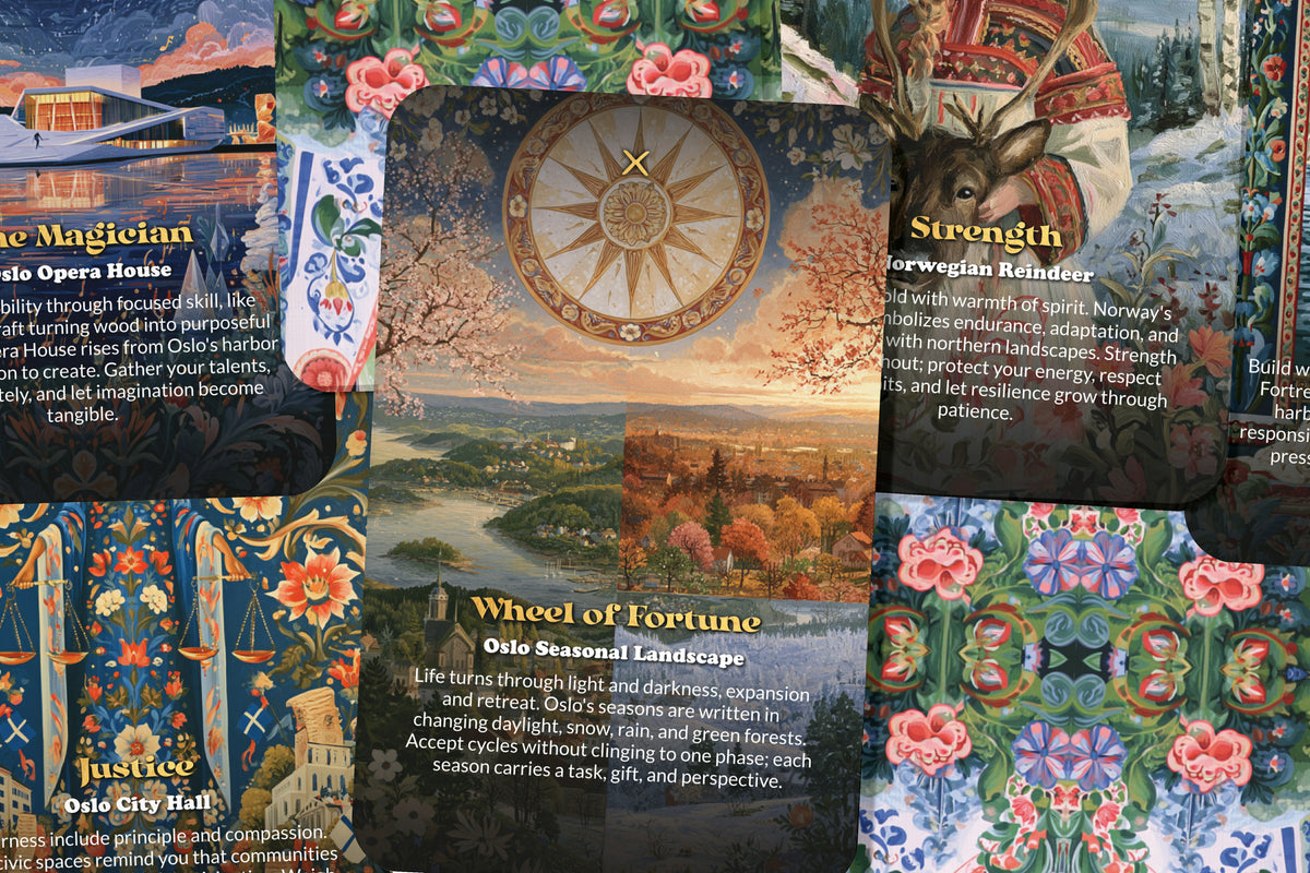 The Tarot of Oslo – A Nordic Fjord Tarot Deck – 22 Tarot Cards – Viking Heritage and Northern Light