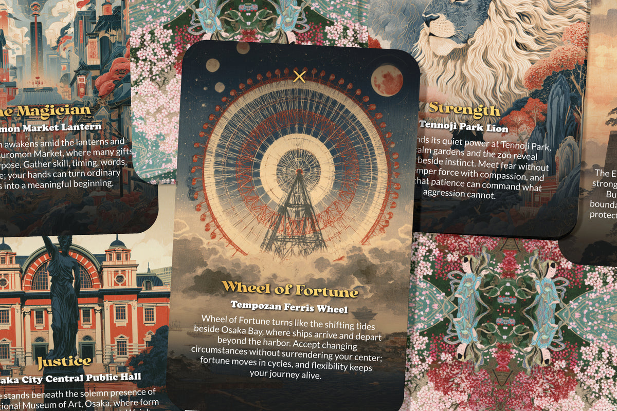 The Tarot of Osaka – A Japanese Urban Spirit Tarot Deck – 22 Tarot Cards – Tradition, Commerce, and Culinary Culture