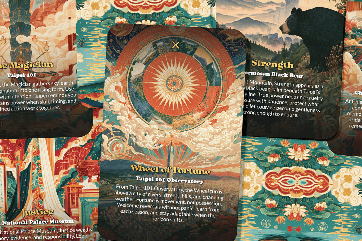 The Tarot of Taipei – A Taiwanese Mountain Tarot Deck – 22 Tarot Cards – Temples, Tea, and Island Mysticism