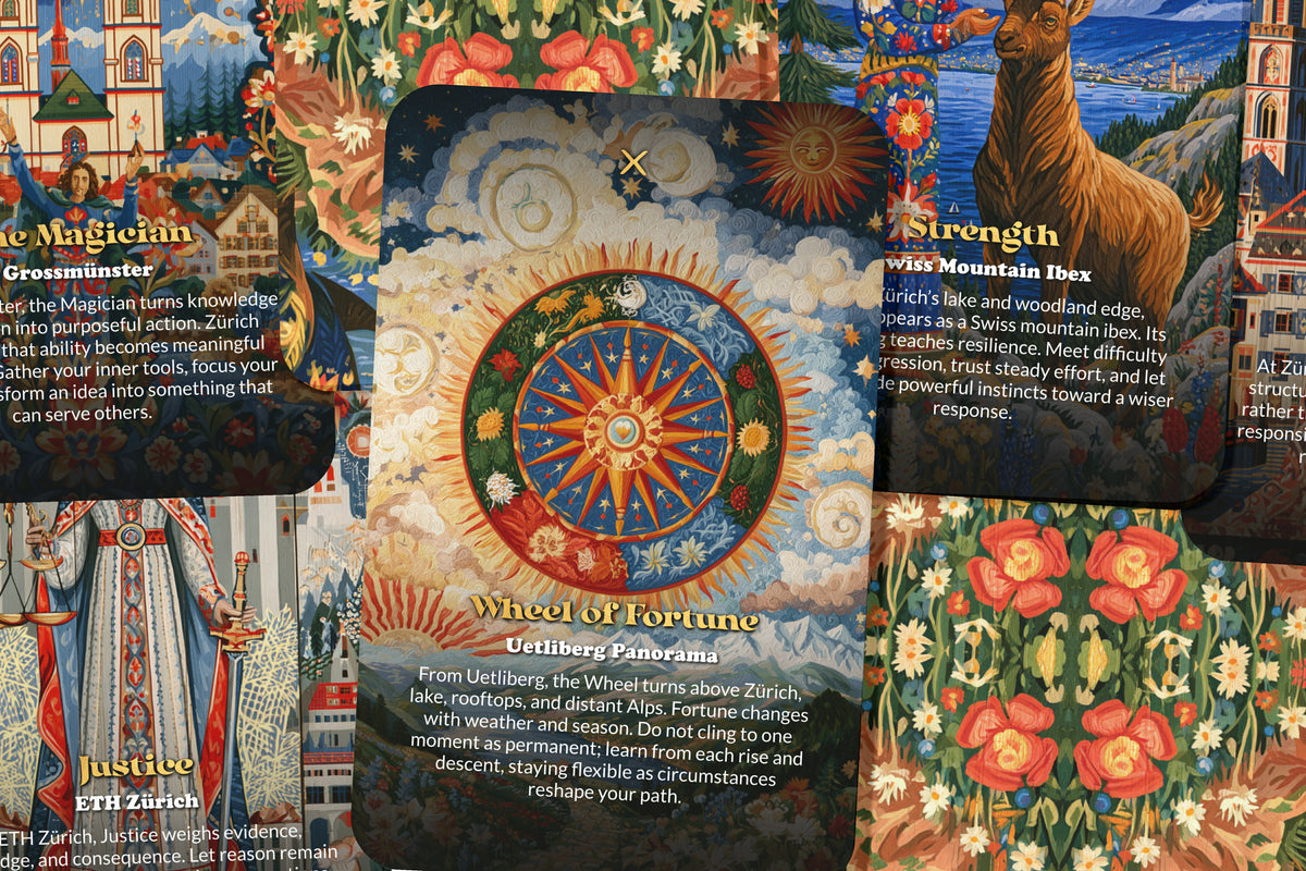 The Tarot of Zurich – A Swiss Alpine Tarot Deck – 22 Tarot Cards – Lake Waters, Mountains, and Swiss Heritage