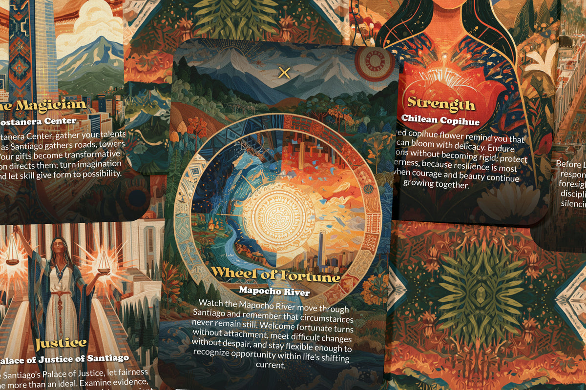 The Tarot of Santiago – An Andean Chilean Tarot Deck – 22 Tarot Cards – Mountain Energy and Chilean Heritage
