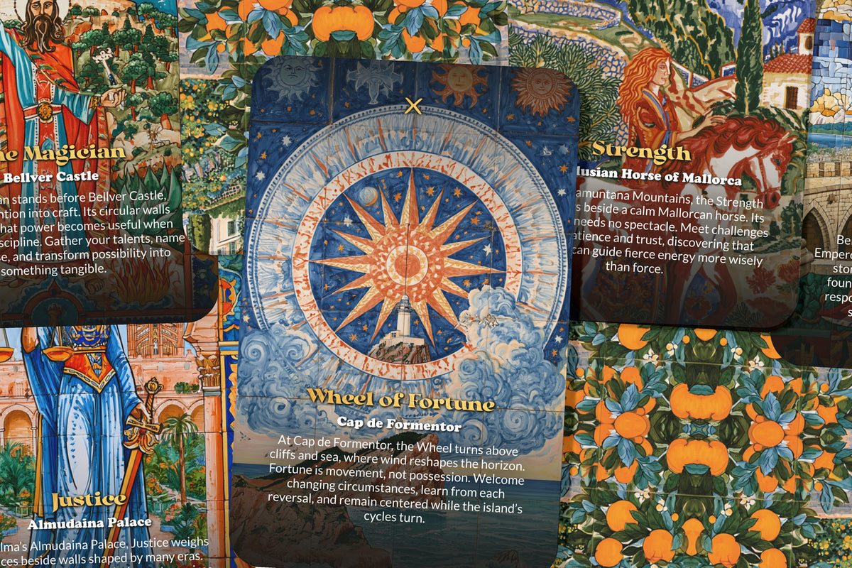 The Tarot of Palma de Mallorca – A Mediterranean Island Tarot Deck – 22 Tarot Cards – Sea, Stone, and Balearic Spirit