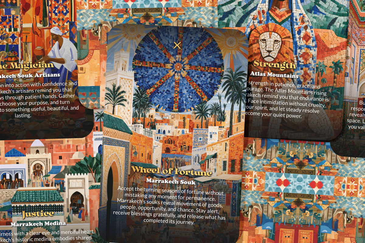 The Tarot of Marrakech – A Moroccan Mysticism Tarot Deck – 22 Tarot Cards – Souks, Palaces, and Desert Wisdom